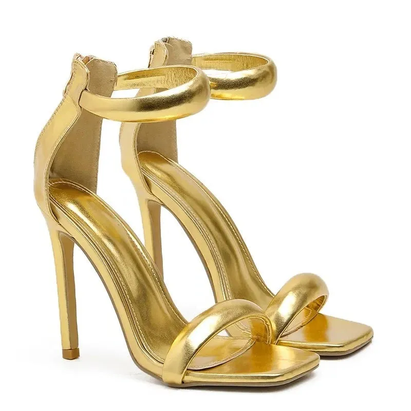 A&A Retriever Peep Toe Gold High Heels