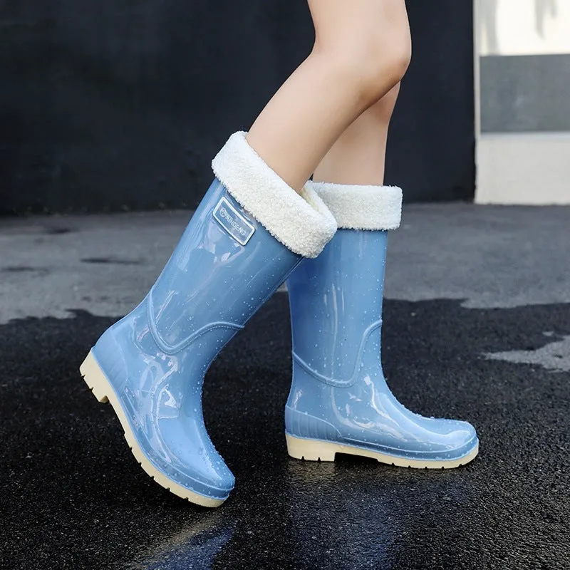 Adult High-top Women's Rain Boots Non-slip Waterproof Kitchen Work PVC Water Shoes Women