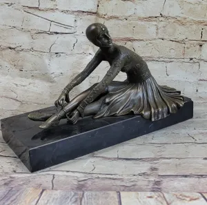 Art Deco Signed Chiparus Dancer Bronze Sculpture Marble Base Statue Figurine Art