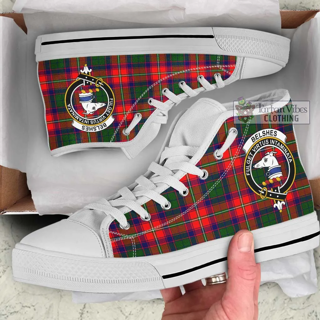 Belshes Tartan High Top Shoes with Family Crest