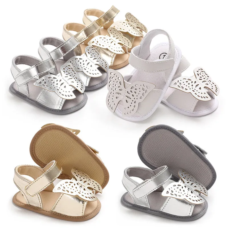 Butterfly baby sandals PU leather baby girls boys Nonslip soft soled Casual Sandals