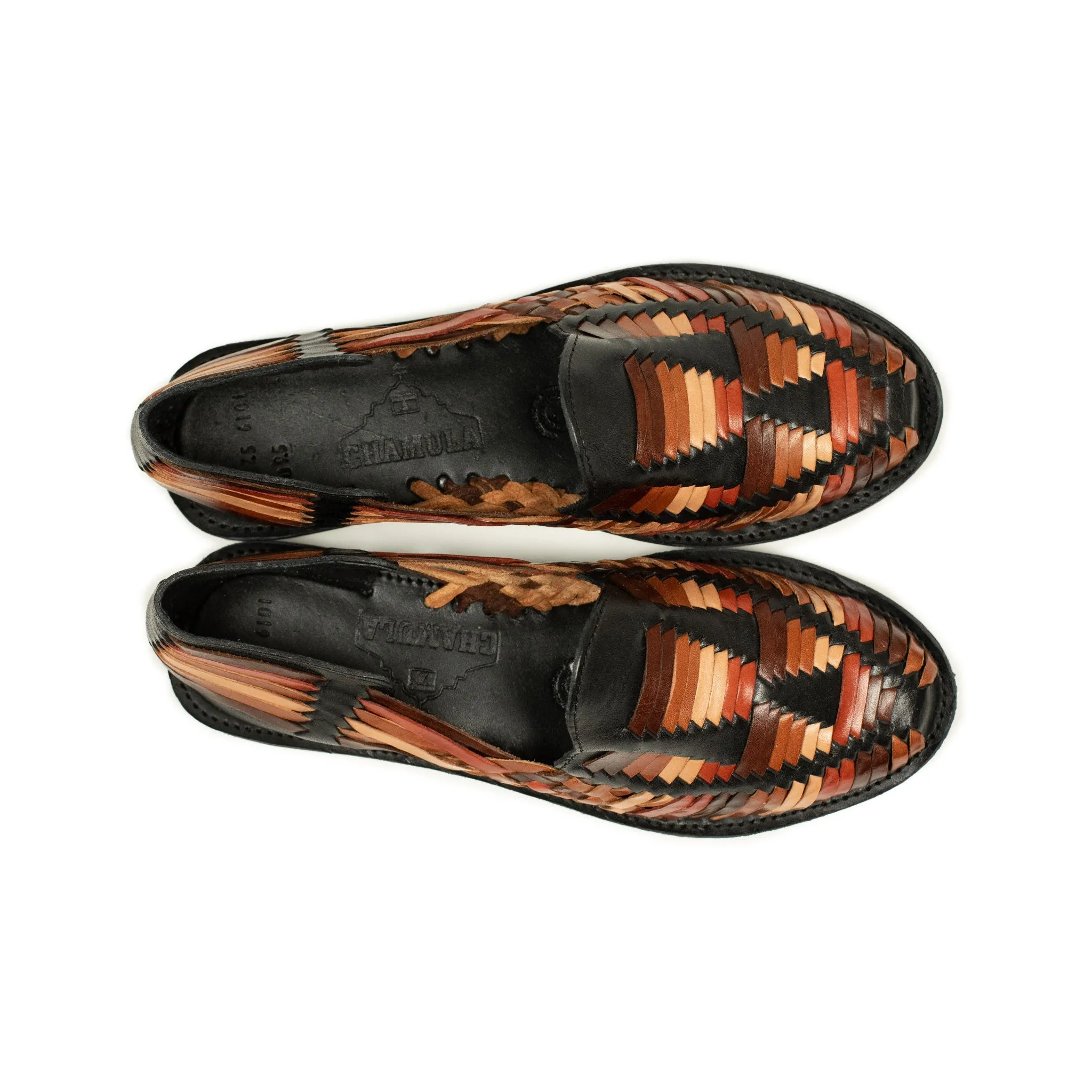 Chamula Cancun huarache in multi-brown and black leather