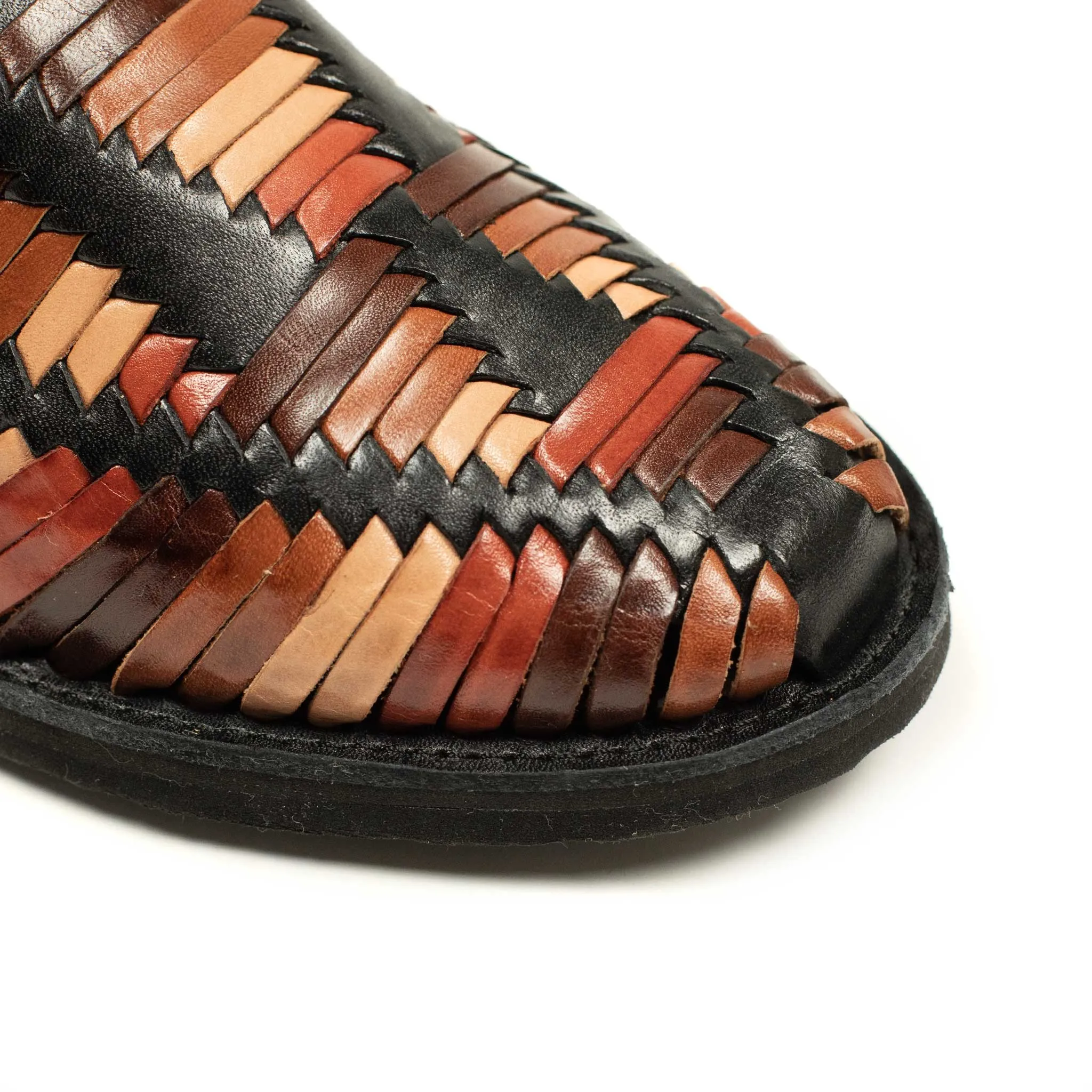 Chamula Cancun huarache in multi-brown and black leather