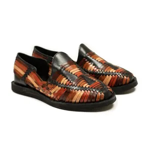 Chamula Cancun huarache in multi-brown and black leather