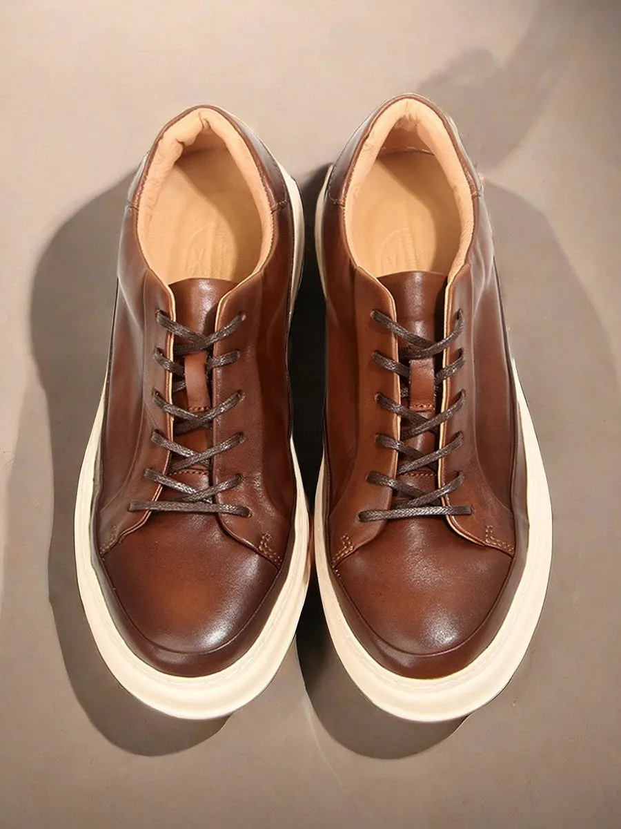 Chic Leather Lace-Up Casual Shoes