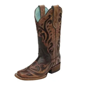 Corral Women's Sequin Inlay Cowgirl Boot Square Toe- C1199