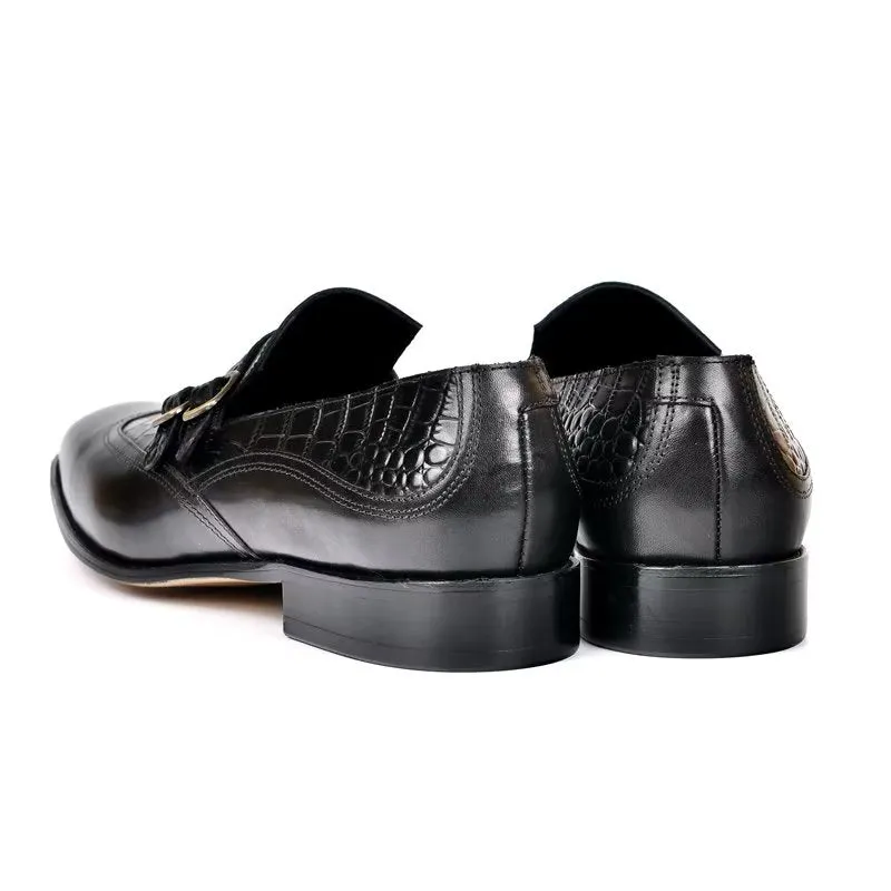 CrocoElegance Round Toe Monkstrap Dress Shoes