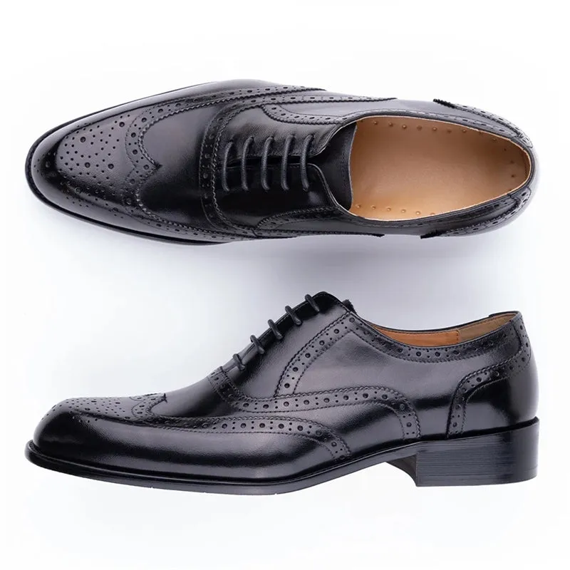 Elegant Carved British Leather Wedding Shoes