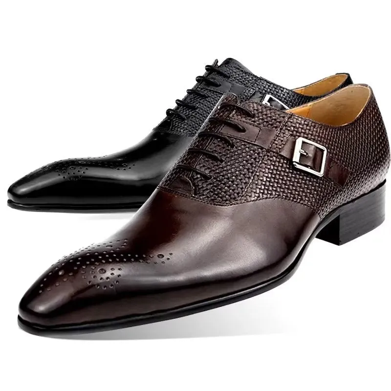 Elegant Groom Brogue Leather Lace-up Wedding Shoes