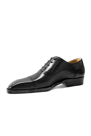 Elegant Square Toe Carved British Leather Formal Shoes