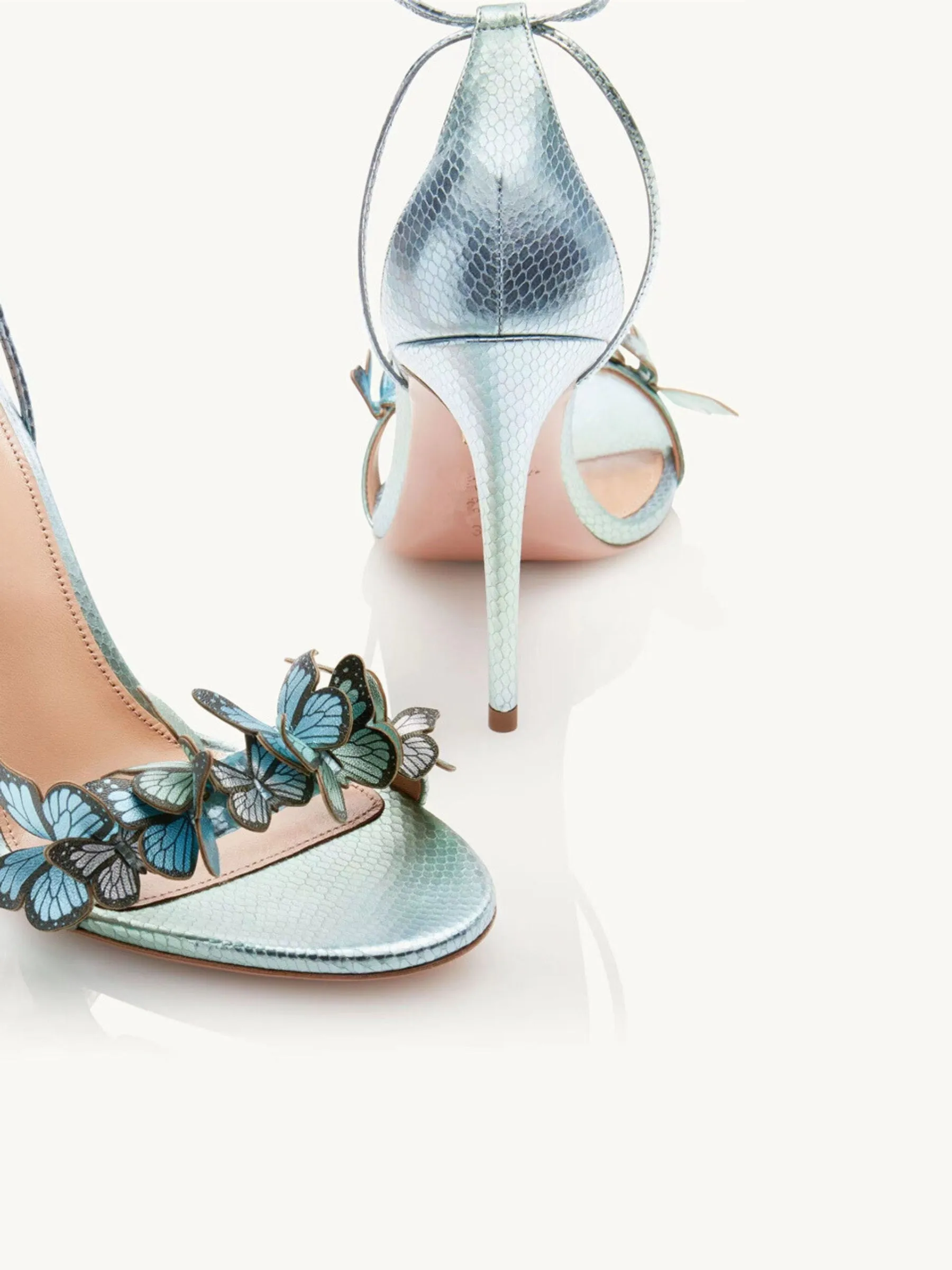 Eleina Butterfly Lace-Up Heels in Blue