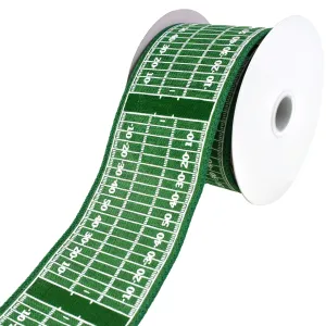 Football Field Faux Linen Wired Ribbon, 2-1/2-Inch, 10-Yard