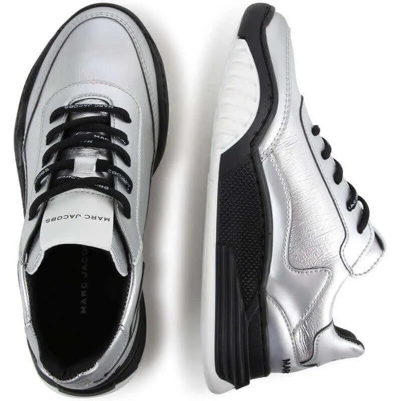 Girls Silver Lace Up Trainers