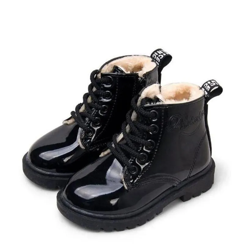 Kids Boots Leather for Boys and Girls Waterproof Toddler Sneakers Boots