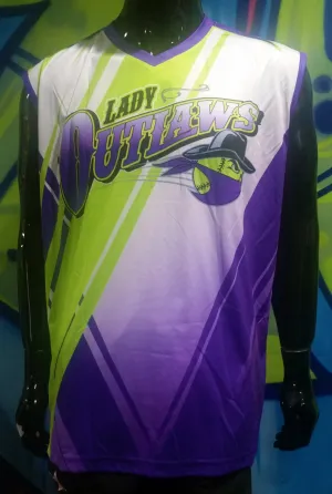 Custom Full-Dye V-Neck Jersey for Lady Outlaws