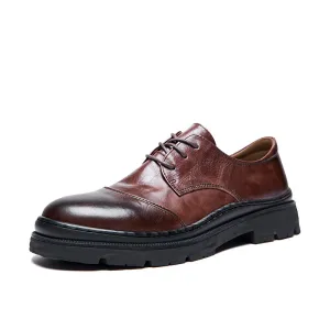 Lavish Leather Lace-Up: Elegant Round Toe Dress Shoes