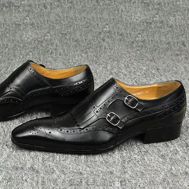 Leather Luxury Metal Elegant Brogue Wedding Shoes