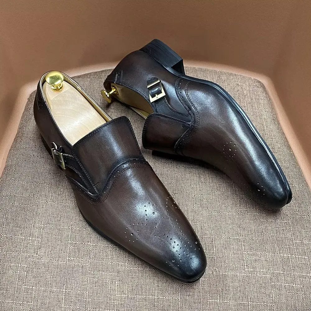 LuxeLeather Monkstrap Buckle Dress Shoes