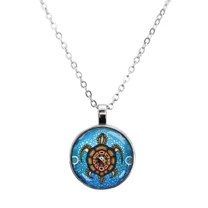 Medicine Turtle Glass Dome Necklace by Native Artist Jack Jacko