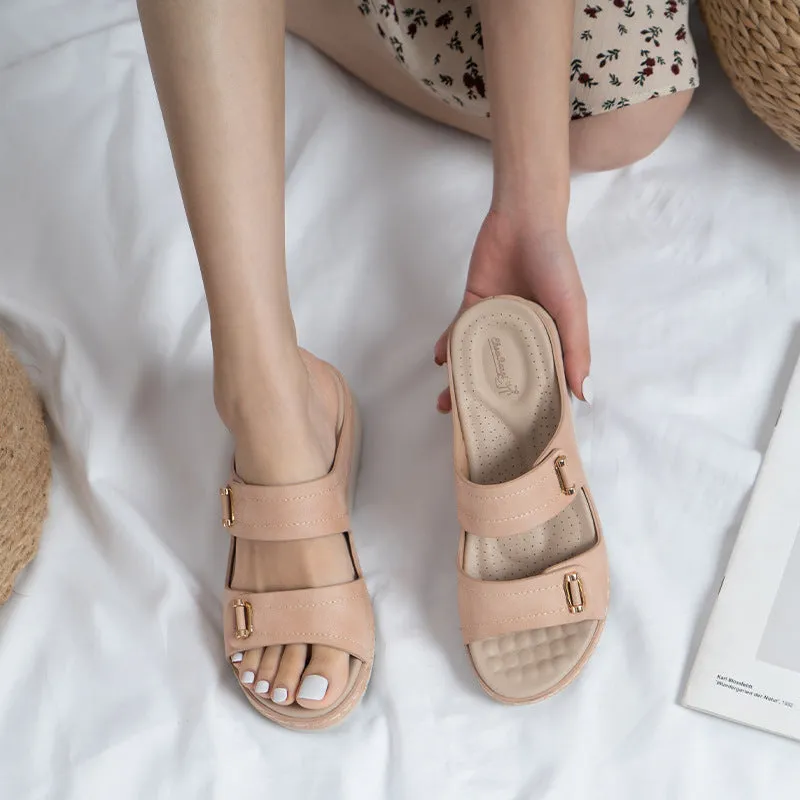 Owlkay Comfortable Sloping Heel Thick Bottom Sandals