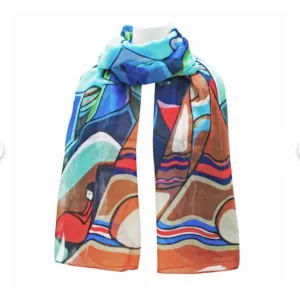 "And Some Watched the Sunset"  Eco Scarf by Native Artist Daphne Odjig