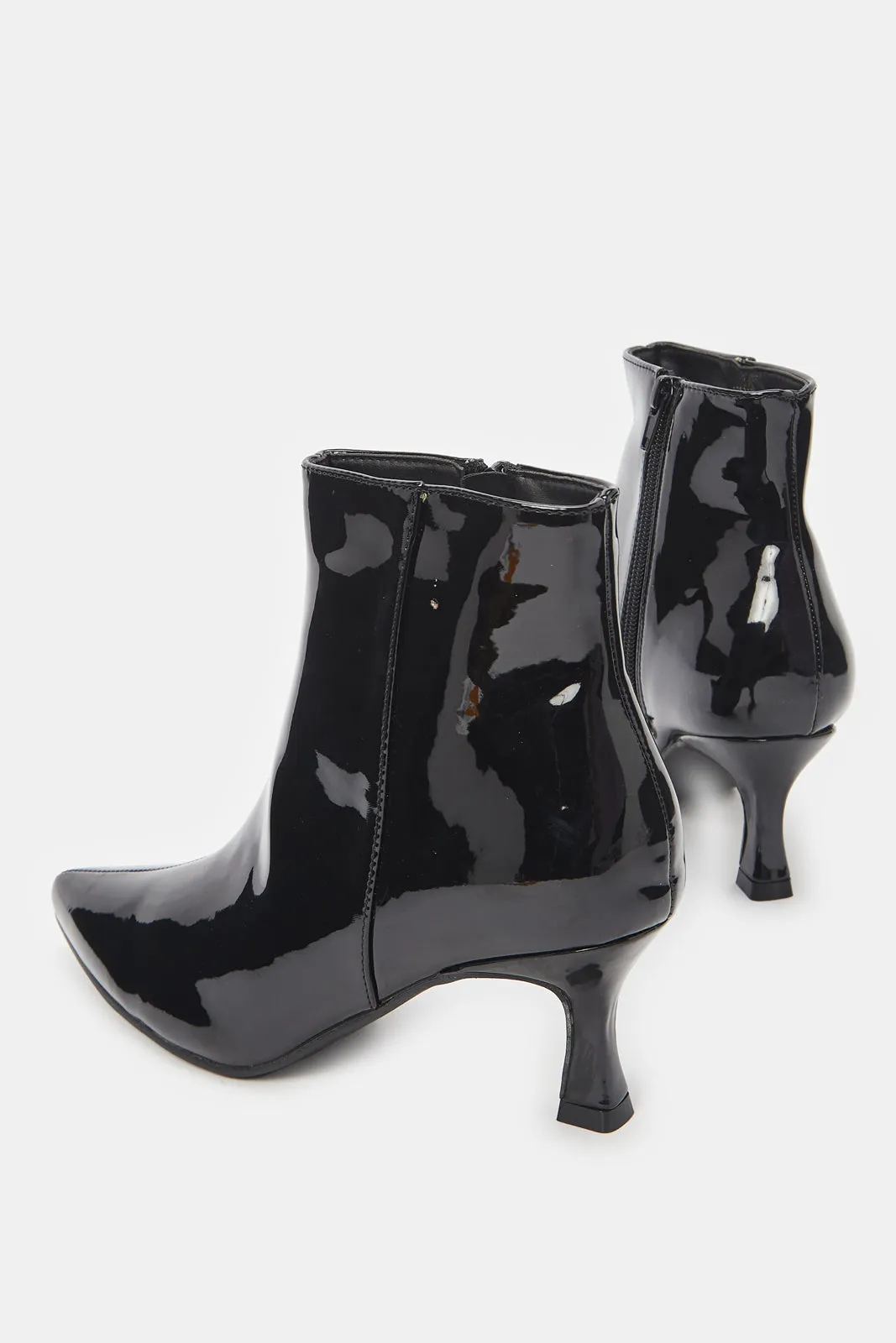 Women Black Patent Ankle Boots