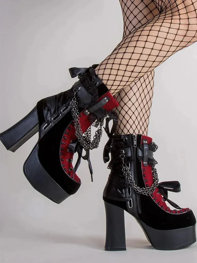 Women's Victorian Gothic Vampire Contrasting Strappy High Heels